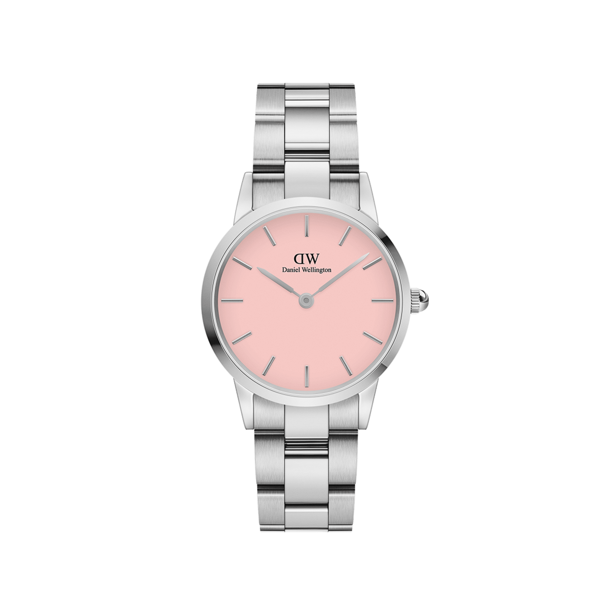 Iconic Link - Silver Watch with Pastel Pink Dial | DW