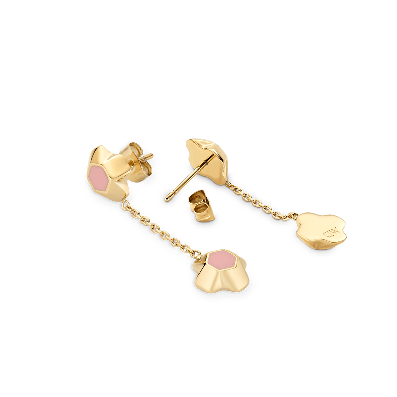 North Star Earrings Drop Apricot Enamel Gold