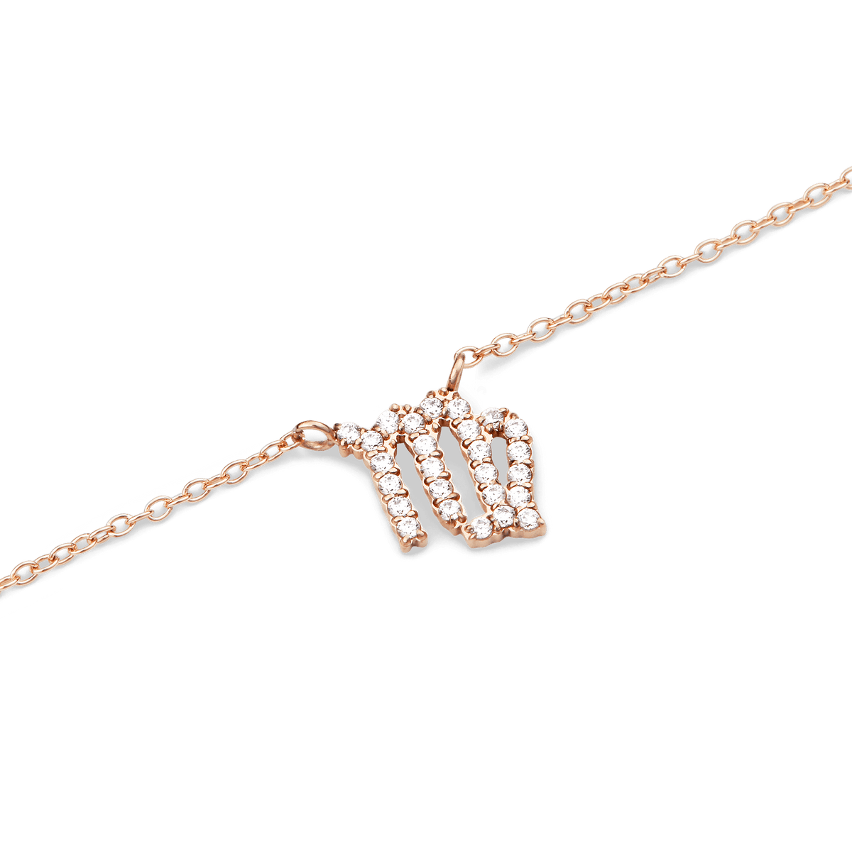 Crystal Zodiac Chain Necklace Rose Gold