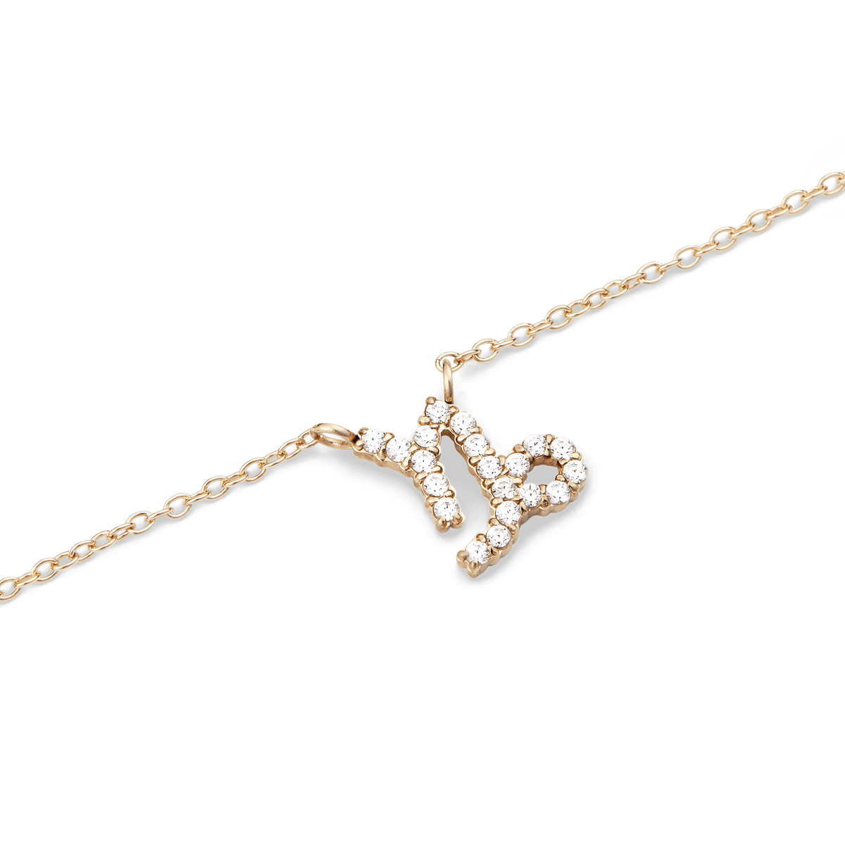 Crystal Zodiac Chain Necklace Gold