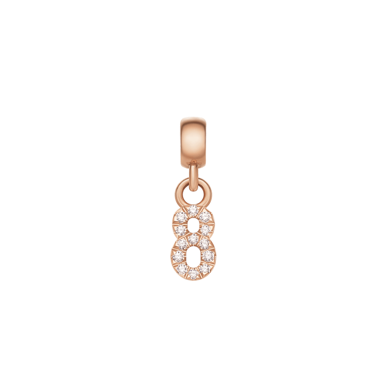 Crystal Number Charm Rose Gold