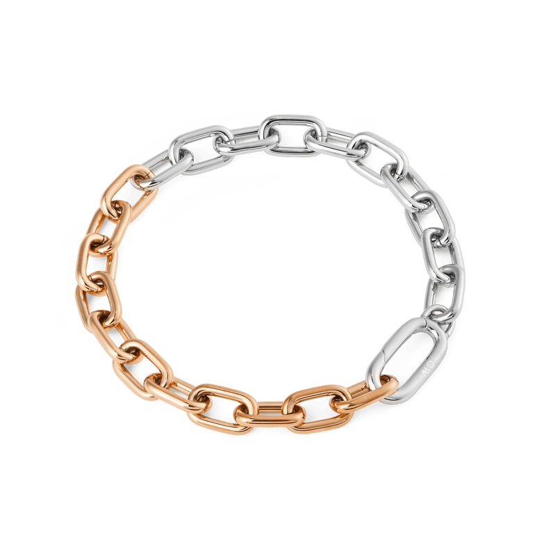 Contrast Link Bracelet Two Tone Rose Gold
