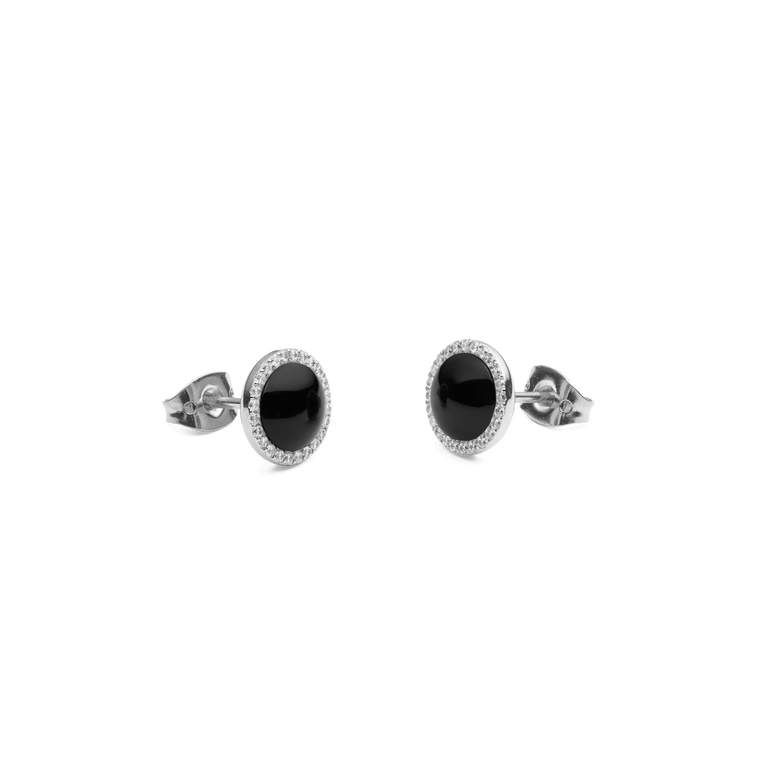 Audrey Earrings Black Agathe Silver
