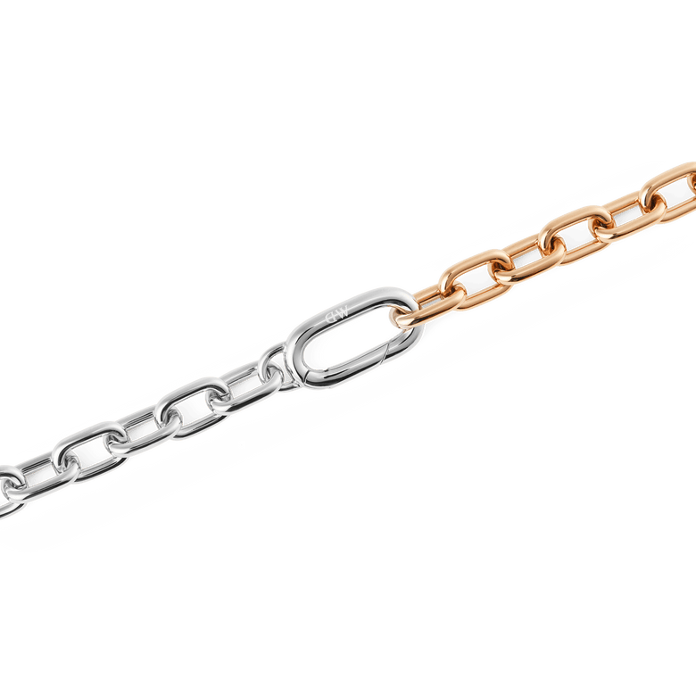 Contrast Link Necklace Two Tone Rose Gold