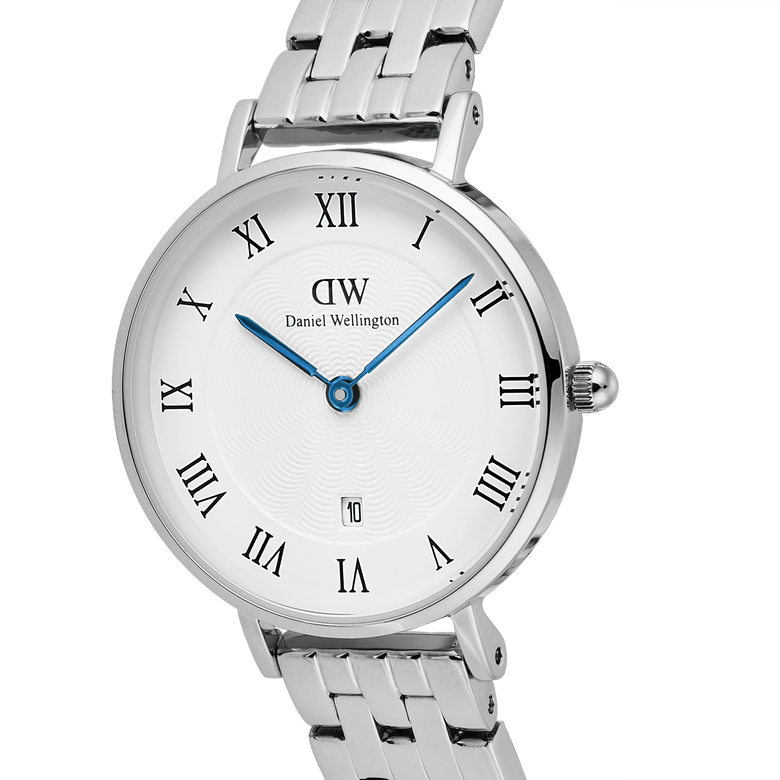 Petite Roman Numerals Date 5-link Silver