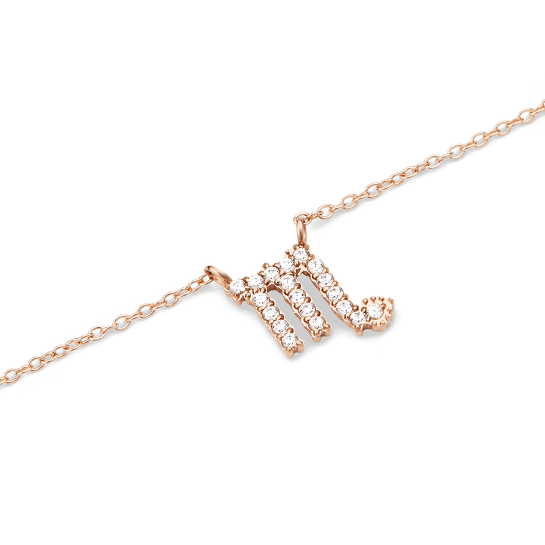 Crystal Zodiac Chain Necklace Rose Gold