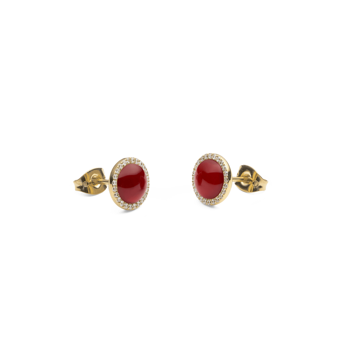 Audrey Earrings Red Agathe Gold