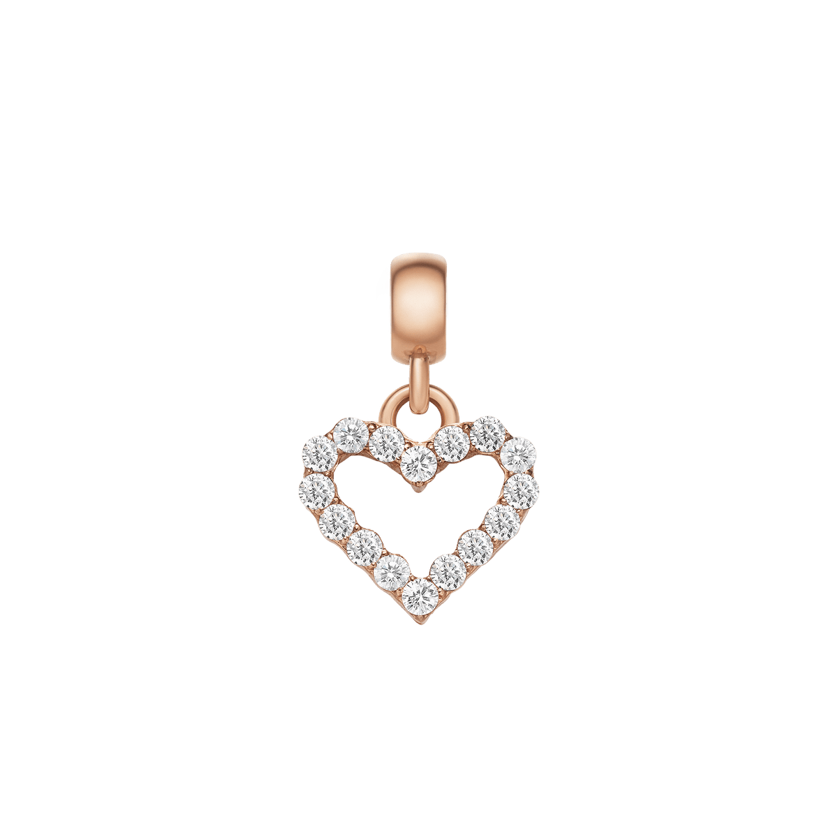 Heart Contour White Crystal Charm RG