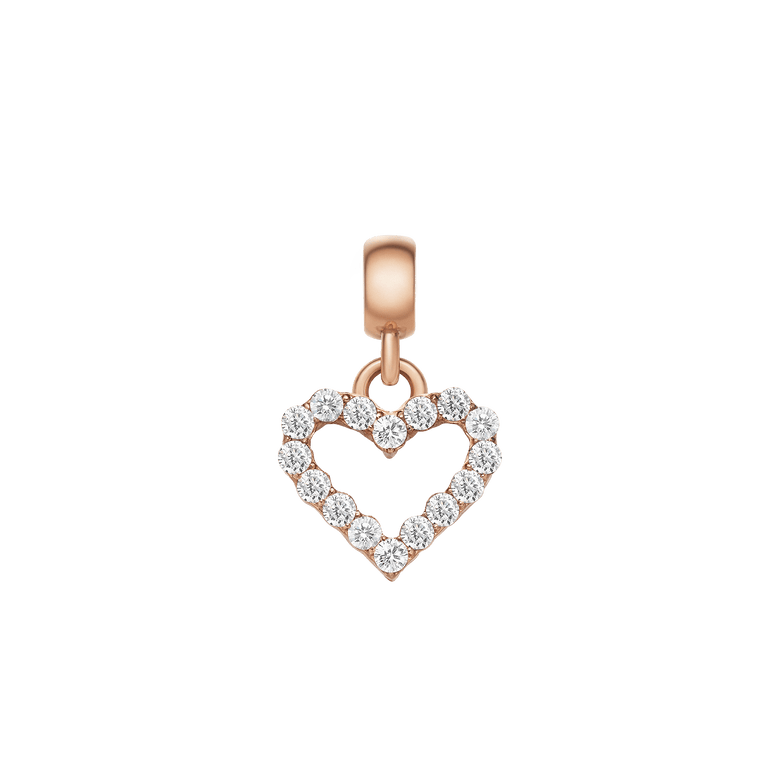 Heart Contour White Crystal Charm RG