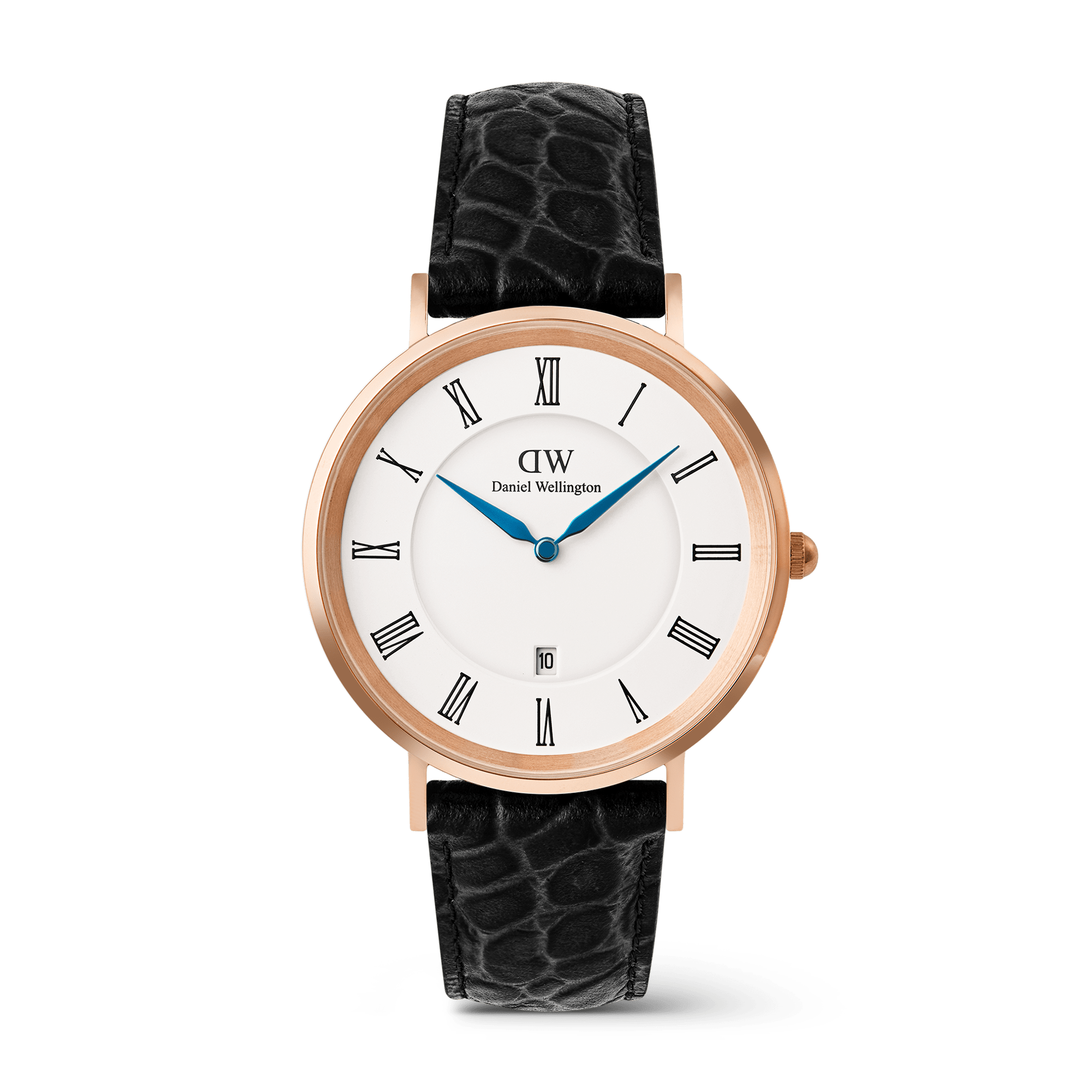 Daniel Wellington KLASSE14 腕時計 3本セット Classic Roman Numerals Date Black Croc Belly Rose Gold