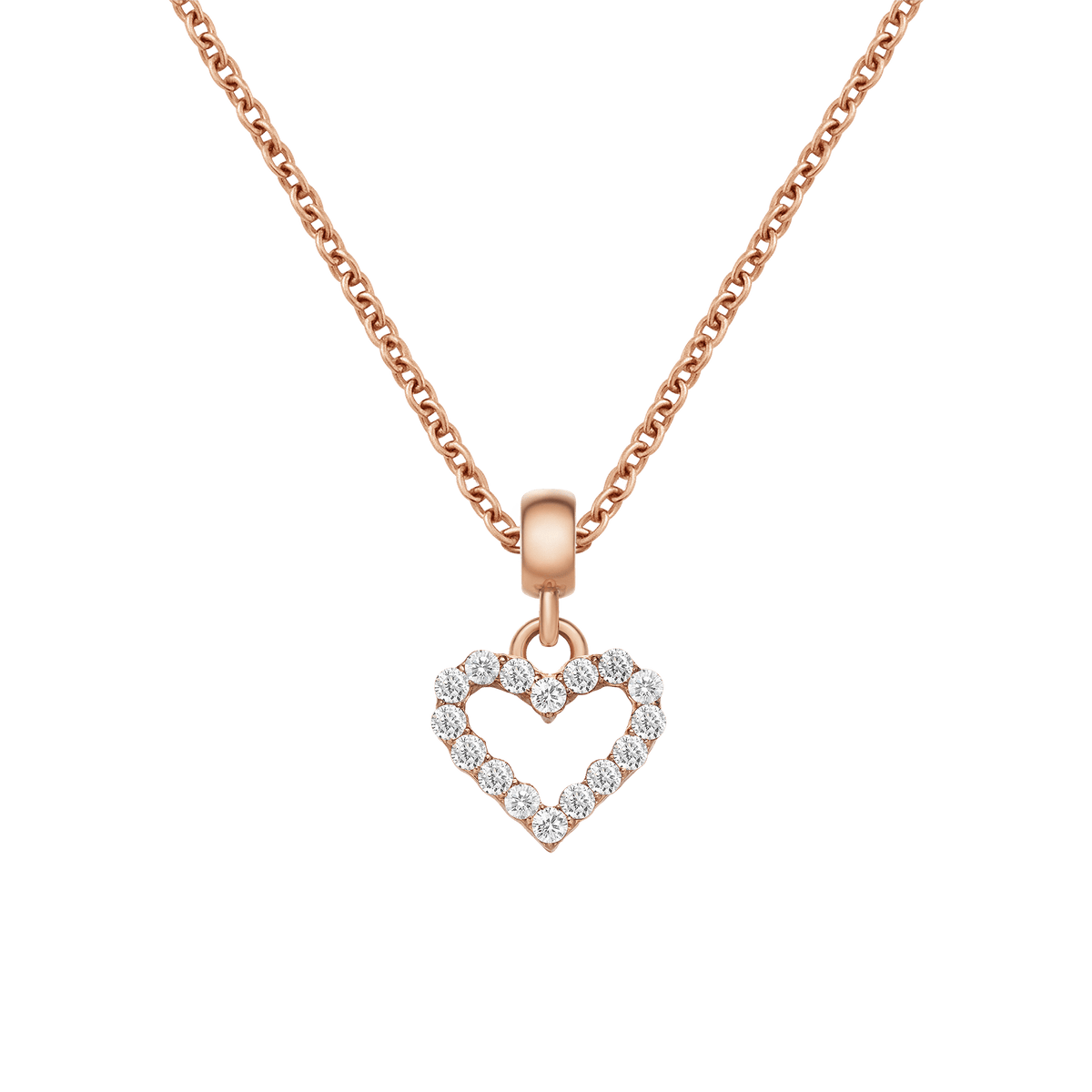 Heart Contour White Crystal Charm RG