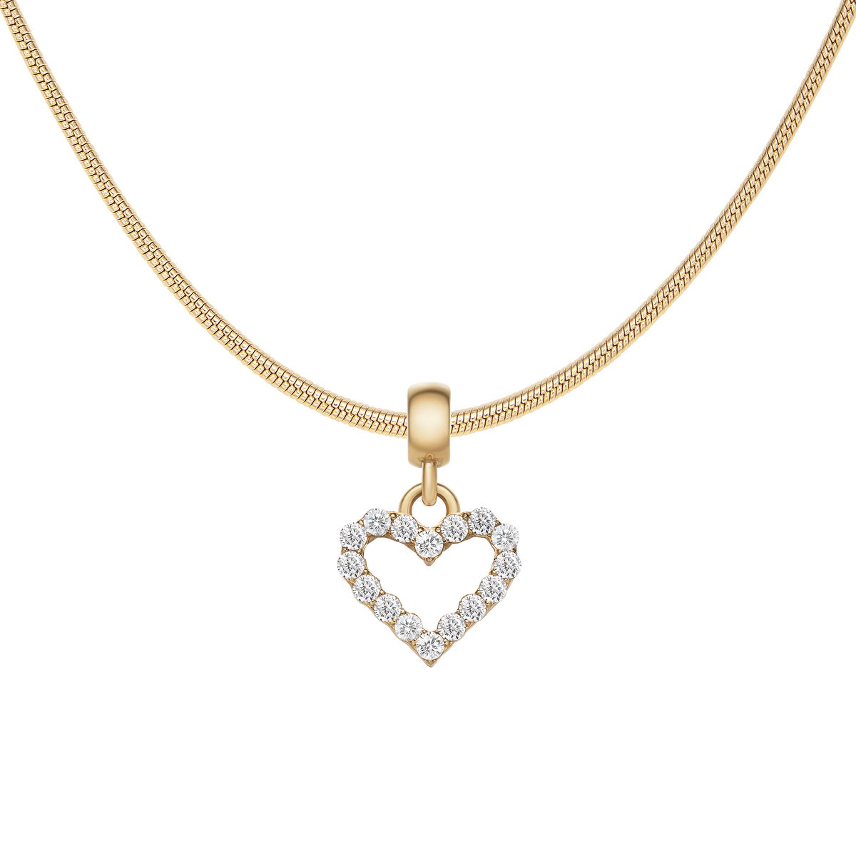 Heart Contour White Crystal Charm