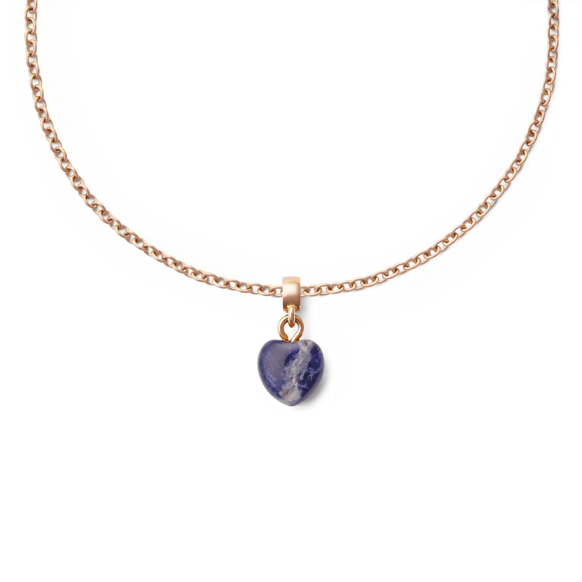 Blue Spot Heart Rose Gold Charm