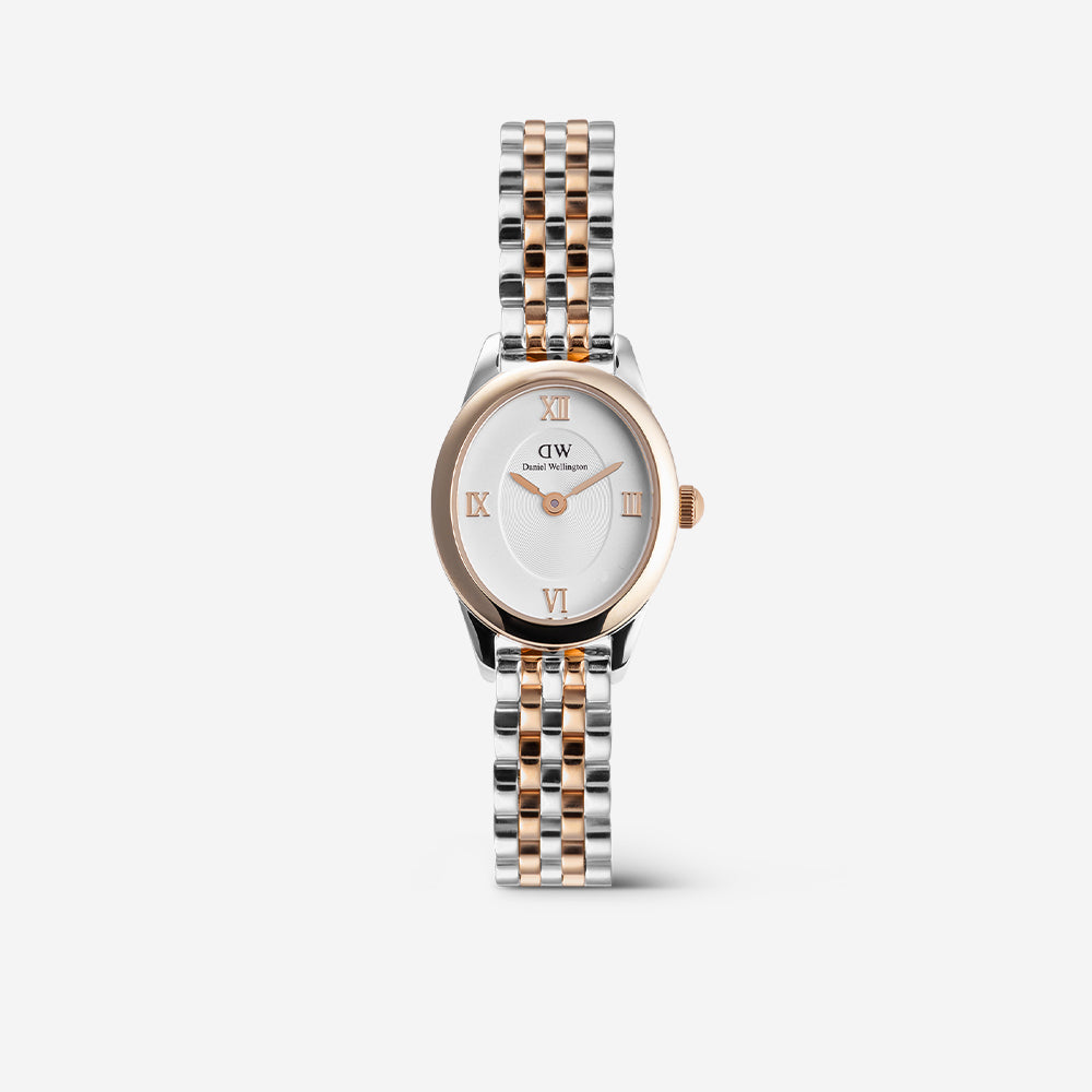 Quadro Bezel white MOP watch - with gold & silver strap | DW