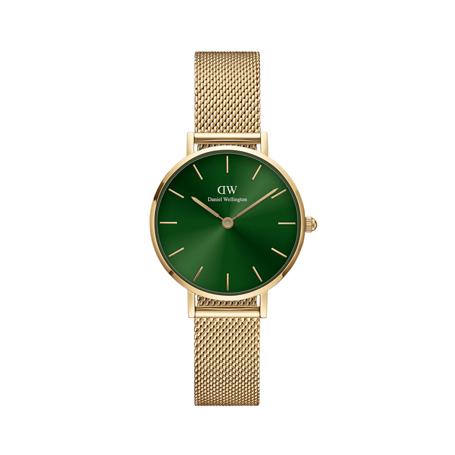 Petite - Gold mesh watch with green dial 28mm | DW Petite - Gold mesh watch with green dial 28mm | DW