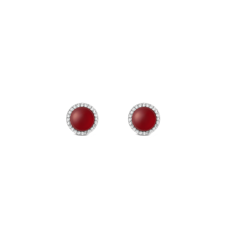 Audrey Earrings  Red Agathe Silver
