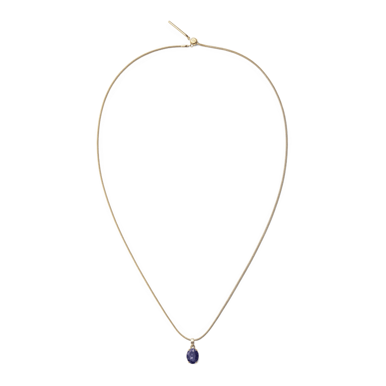 Blue Spot Oval Gold Charm
