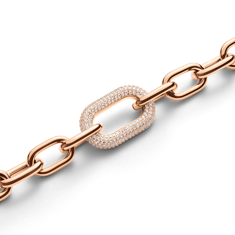 Crystal Link Necklace Rose Gold