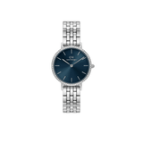 A small watch with an arctic sunray watch with silver 5-link strap
