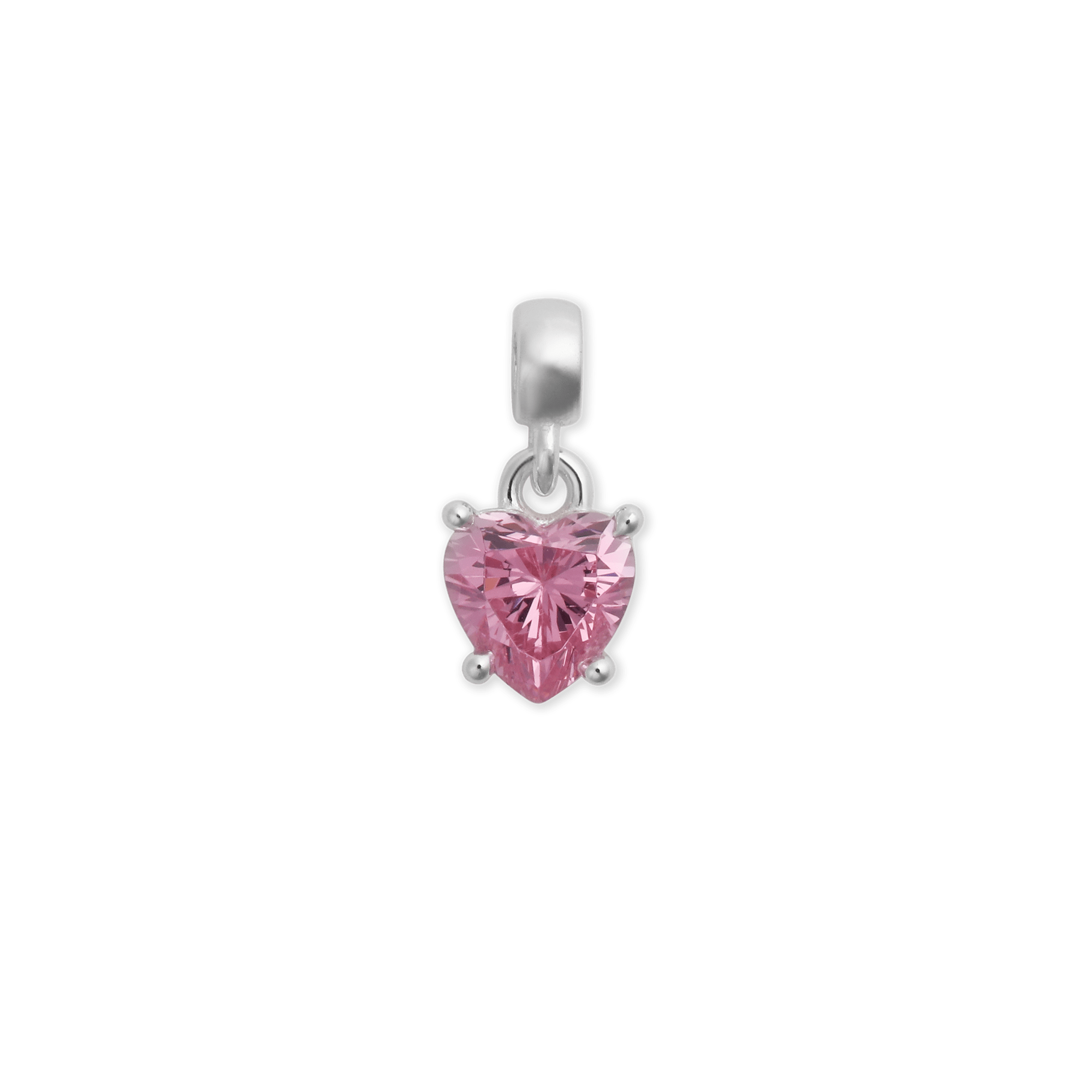 Charm Heart Crystal Pink Silver
