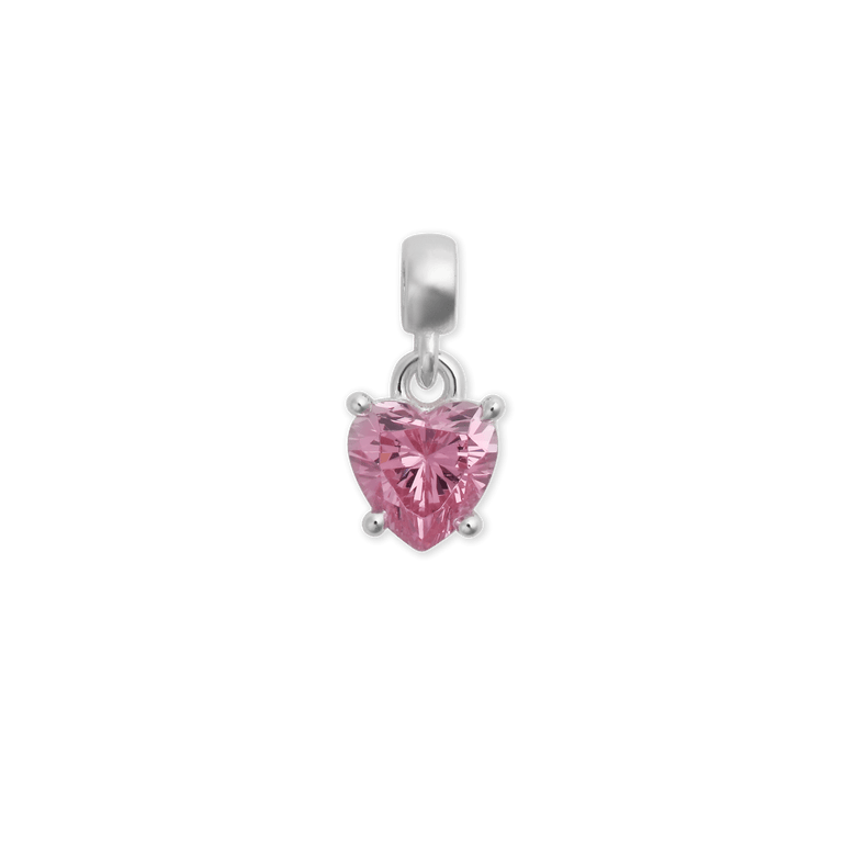 Charm Heart Crystal Pink Silver