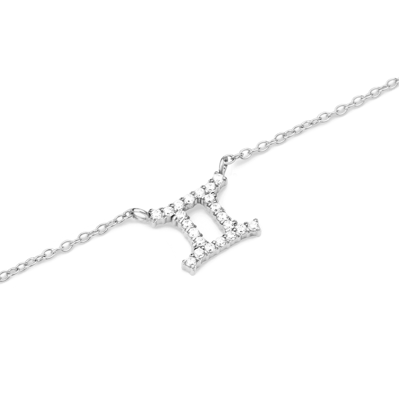 Crystal Zodiac Chain Necklace Silver