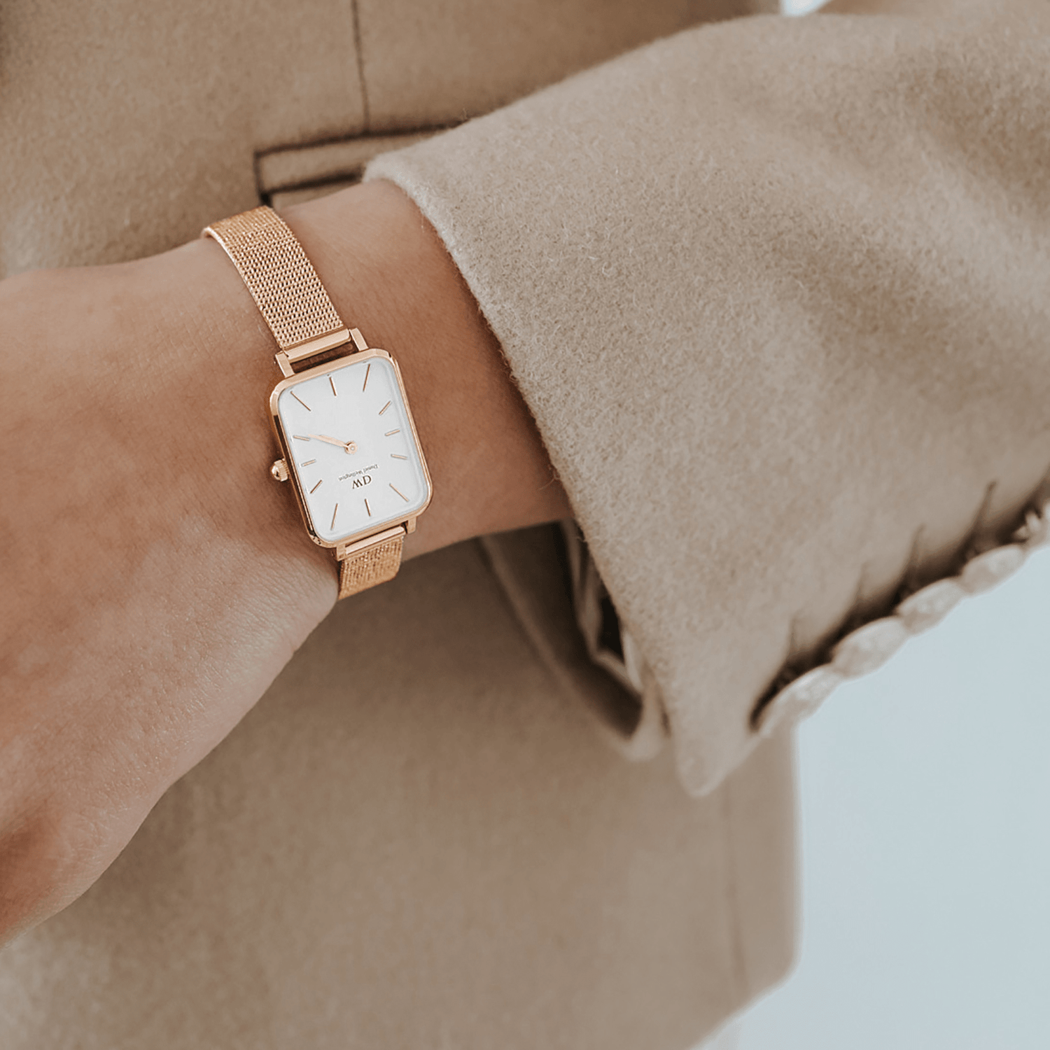 Quadro Square watch in rose gold for women DW