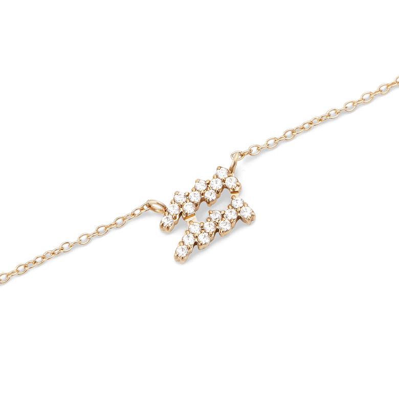 Crystal Zodiac Chain Necklace Gold