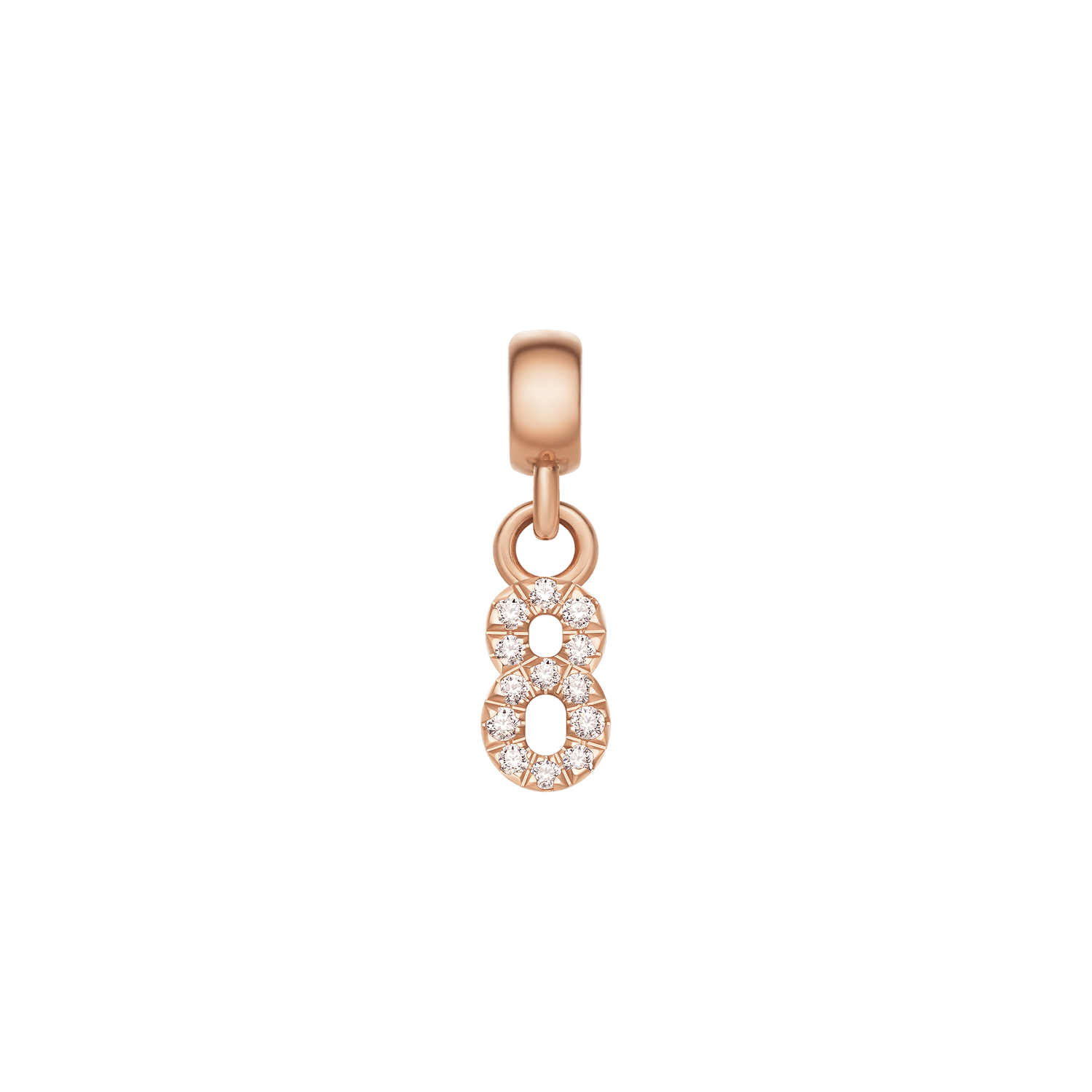 Crystal Number Charm Rose Gold