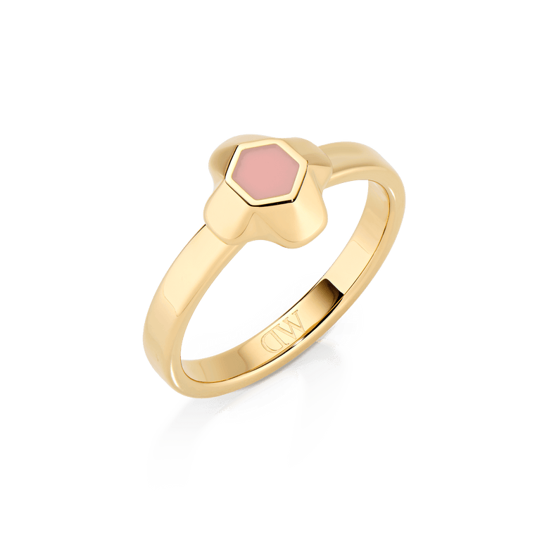 North Star Ring Small Apricot Enamel Gold