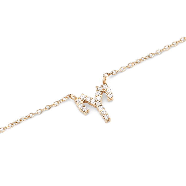 Crystal Zodiac Chain Necklace Gold