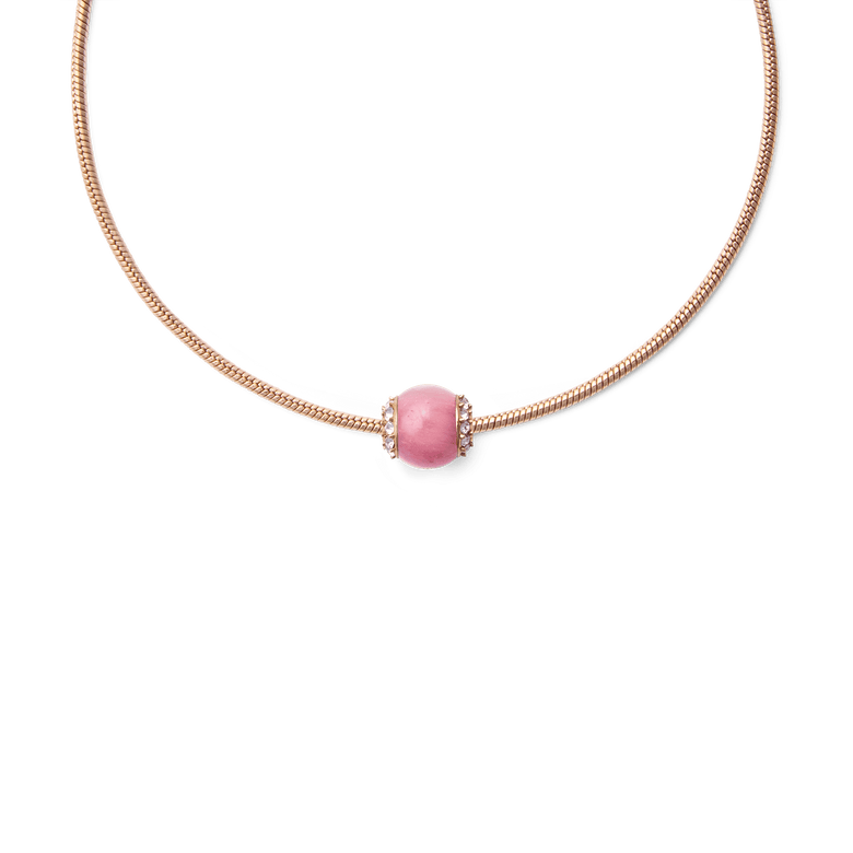 Rhodonite Crystal Orb Rose Gold Charm