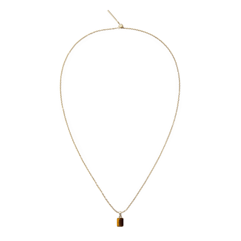 Tiger eye Octagon Gold Charm
