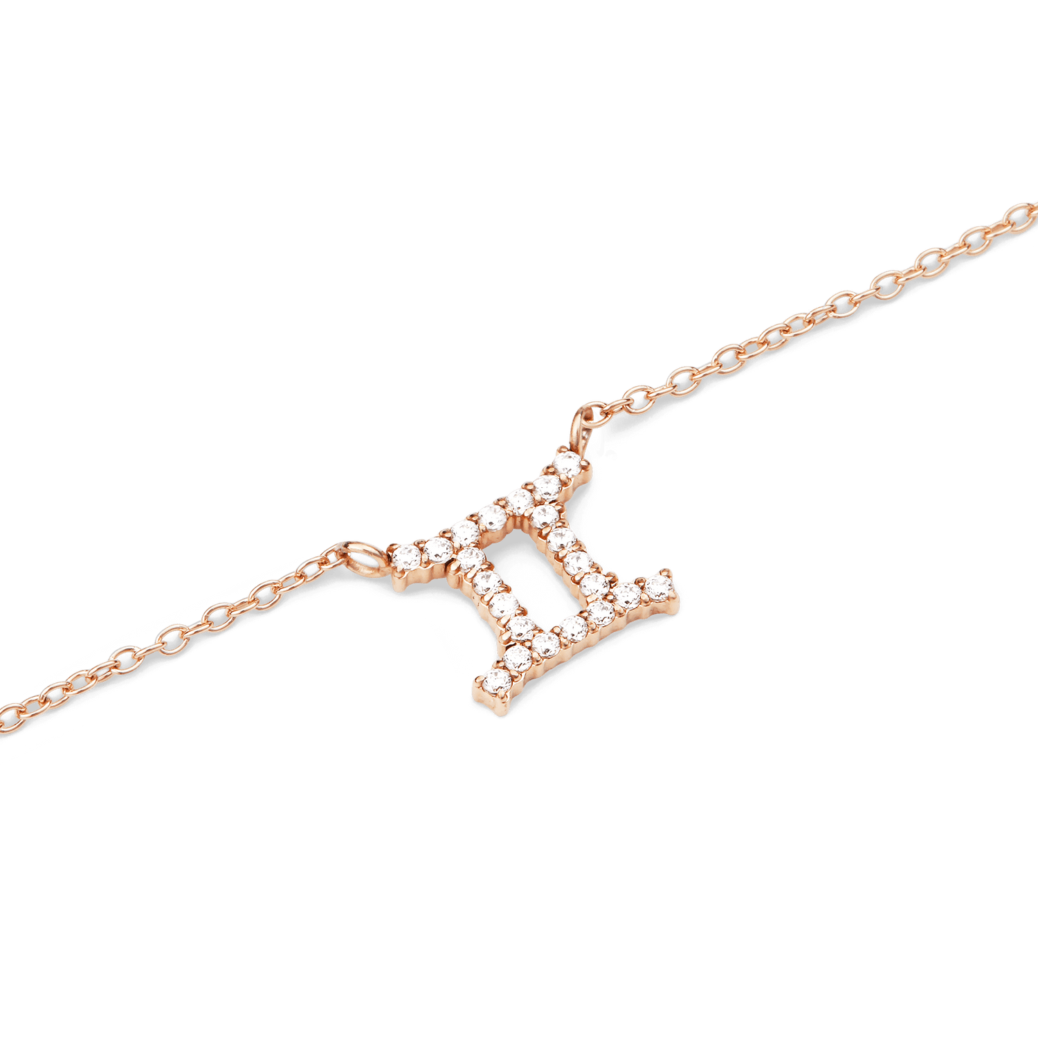 Crystal Zodiac Chain Necklace Rose Gold