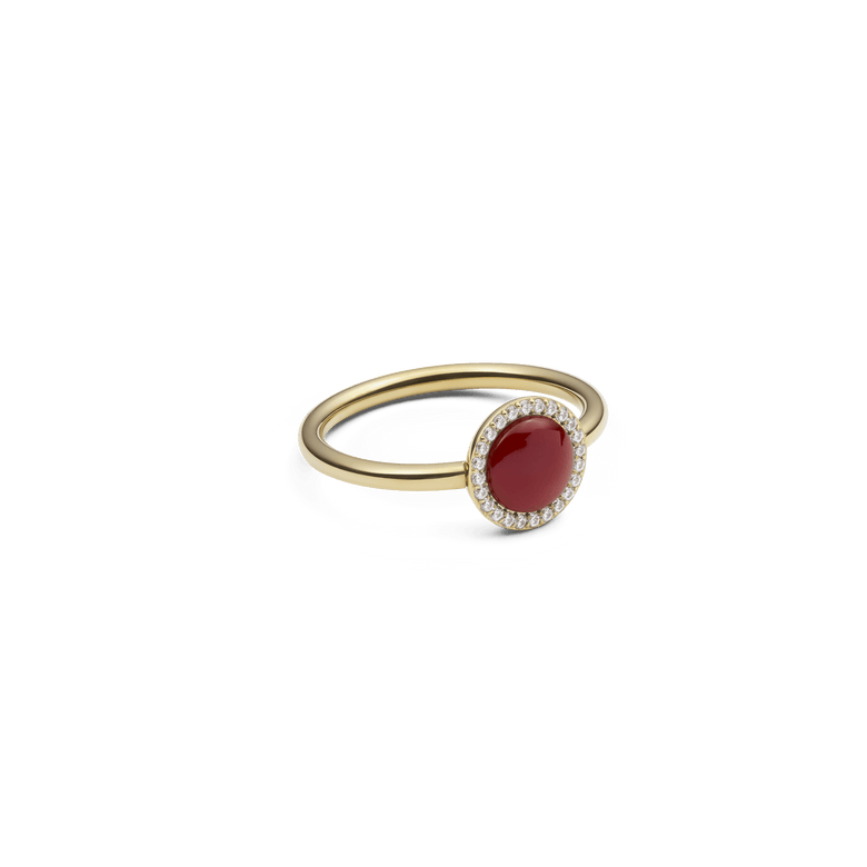 Audrey Ring  Red Agathe Gold