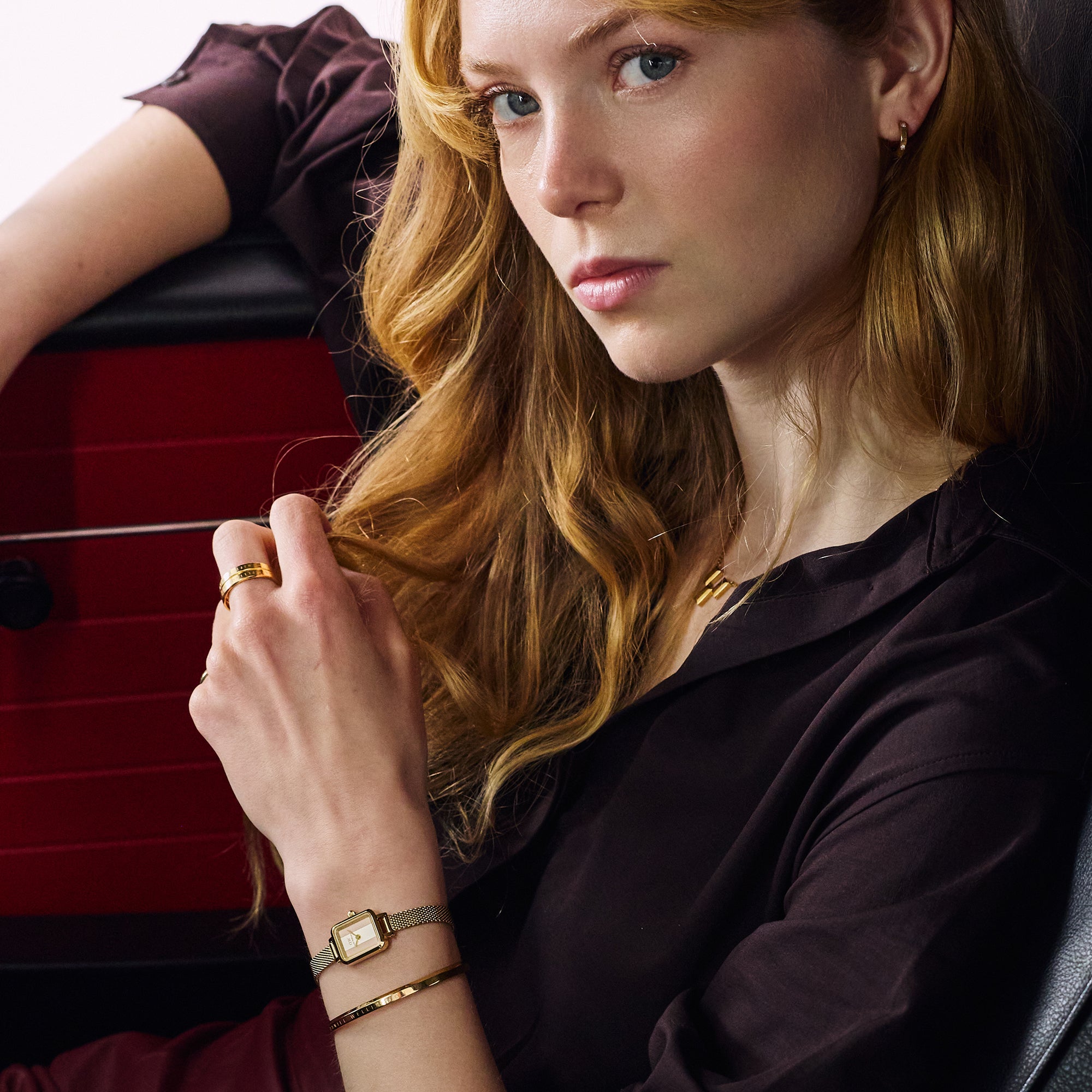 エルセーヌ　エクセレント ゴージャス&ビューティー Quadro mini-amber square dial watch for women | DW
