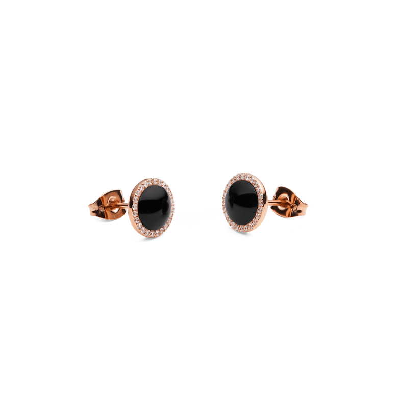 Audrey Earrings Black Agathe Rose Gold