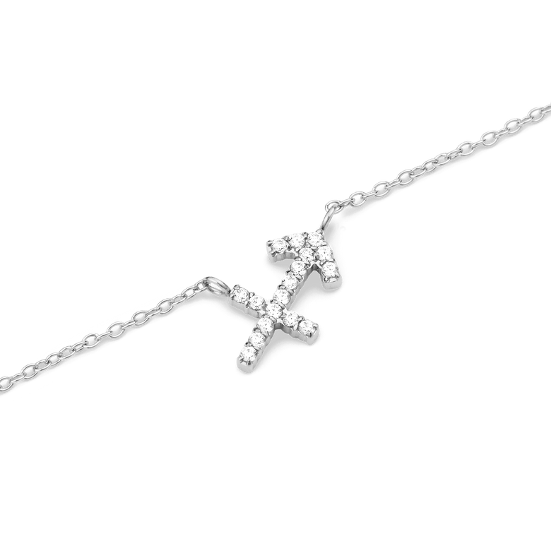 Crystal Zodiac Chain Necklace Silver