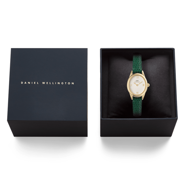 Ophelia Mini Green Lizard White Guilloché Gold