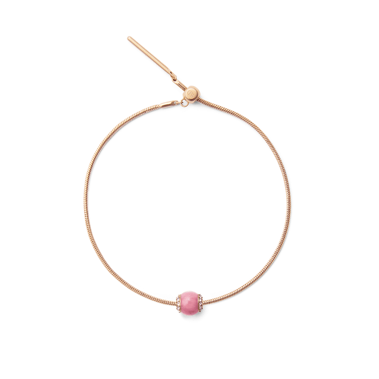 Rhodonite Crystal Orb Rose Gold Charm