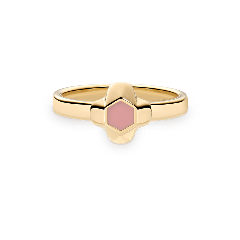 North Star Ring Small Apricot Enamel Gold