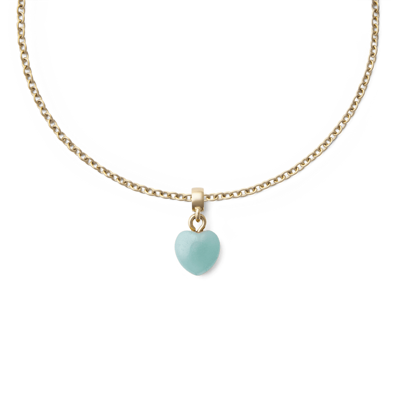 Amazonite Heart Gold Charm