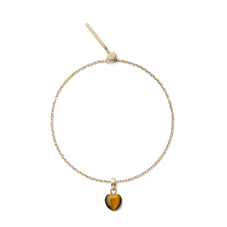 Tiger eye Heart Gold Charm
