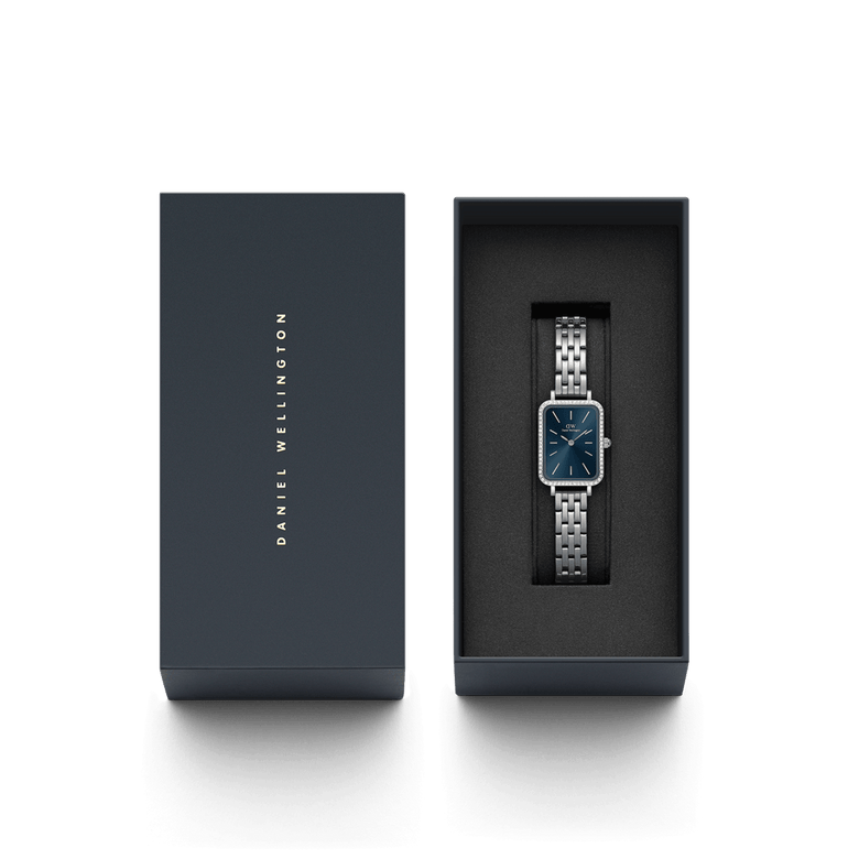 Quadro Bezel arctic sunray watch - with silver strap | DW
