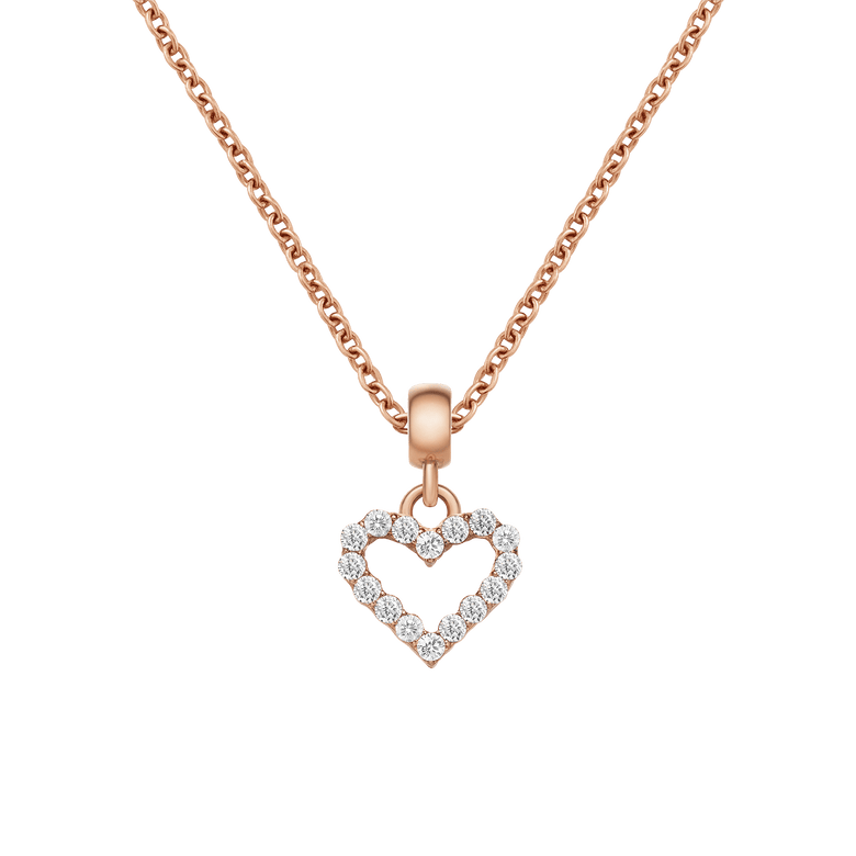 Heart Contour White Crystal Charm Rose Gold
