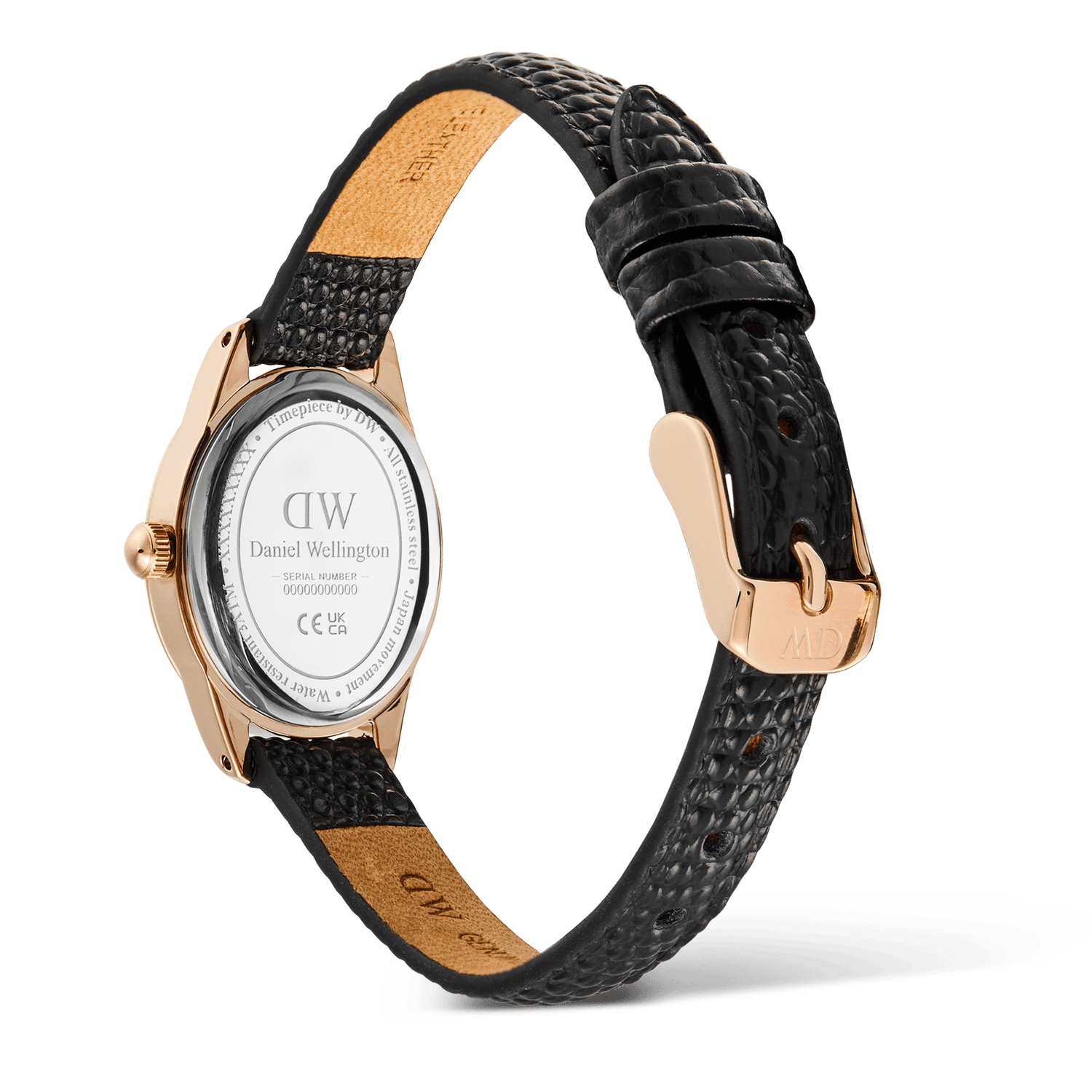 Ophelia Mini Black Lizard White Guilloché Rose Gold