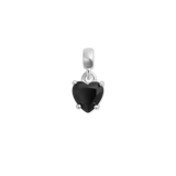 Charm Heart Crystal Black Silver