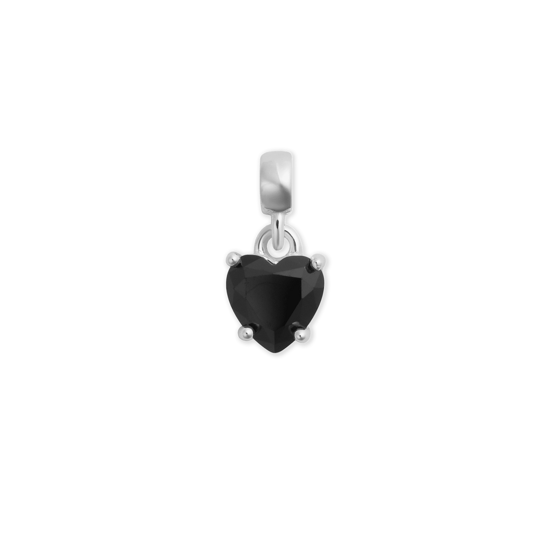 Charm Heart Crystal Black Silver