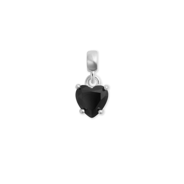 Charm Heart Crystal Black Silver