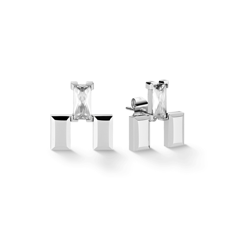 Bric Earrings Crystal Silver